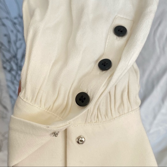 BA&SH Nida white collared long sleeve elastic waist hugging button up midi dress - Picture 15 of 16